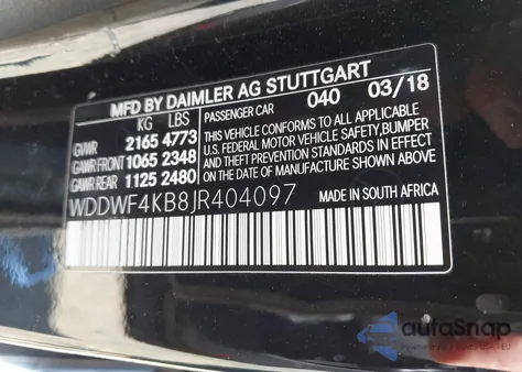 2018 Mercedes-Benz C 300 4Matic from USA, damaged, VIN WDDWF4KB8JR404097